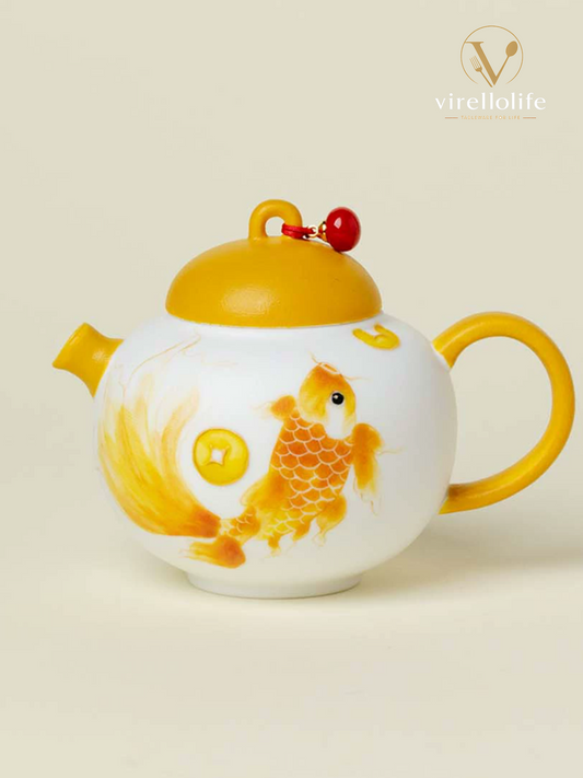 Fortune Koi Round Belly Teapot