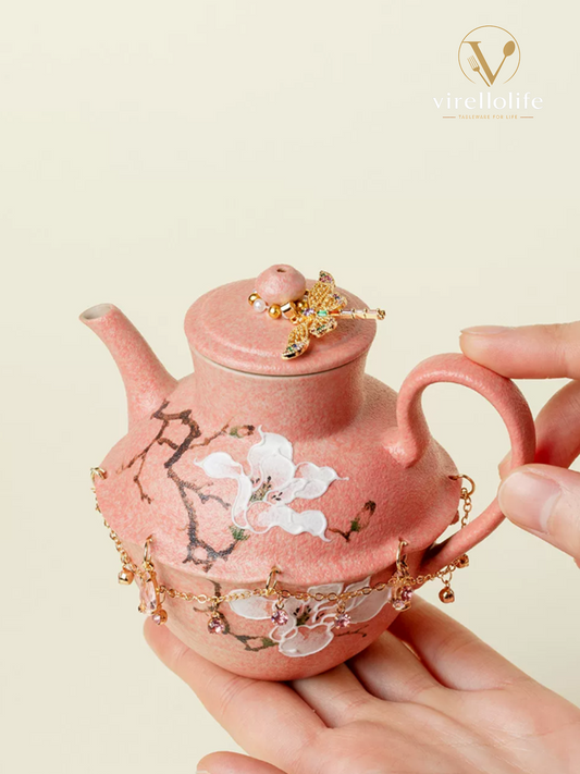Blush Magnolia Porcelain Artisan Teapot