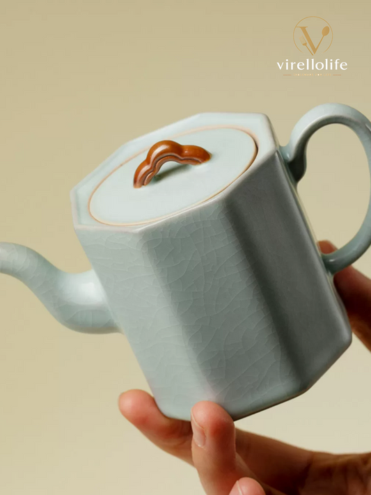 Ice Crackle Ru Kiln Octagon Artisan Teapot