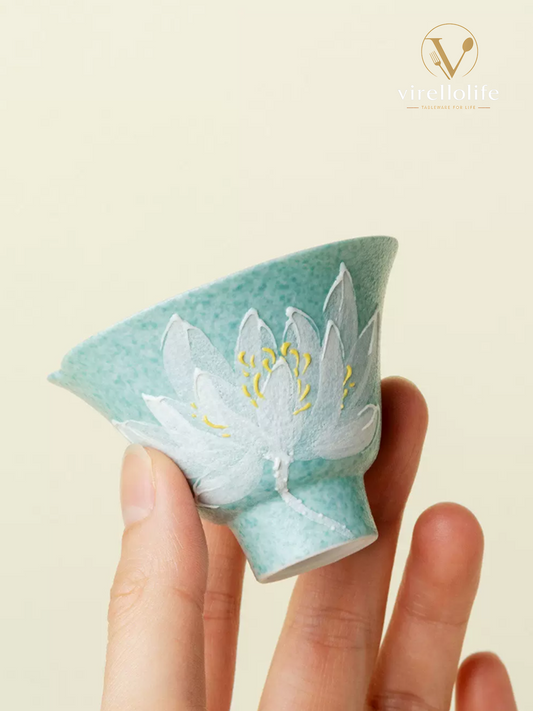 Blooming Lotus Petal Porcelain Tea Cup