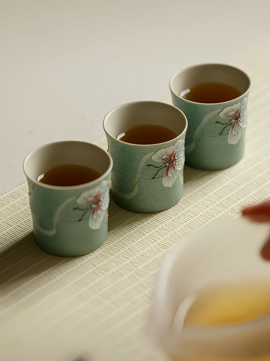 Celestial Azure Butterfly Gilded Tea Cup