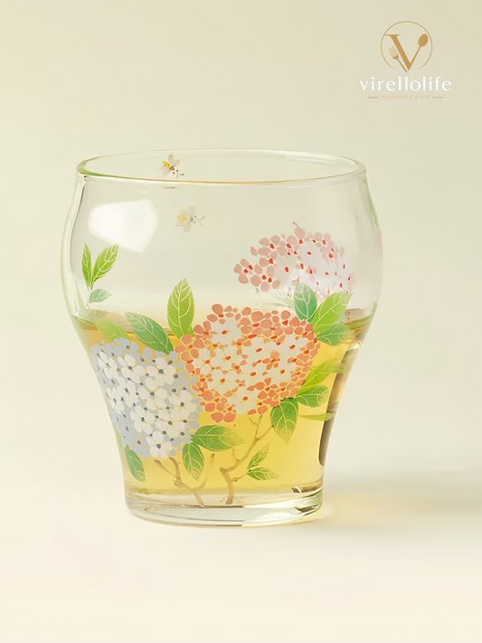 Pastel Hydrangea Waist Glass Cup