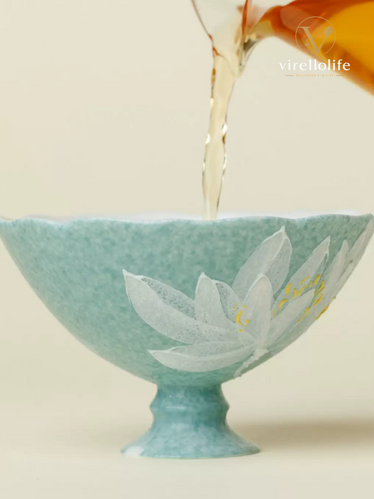 Moonlit White Lotus Elevated Tea Cup