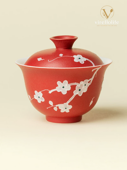 Crimson Winter Pavilion Gaiwan Set