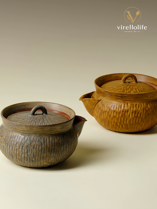 Amber Kiln Flambe Rustic Ceramic Vase Teapot