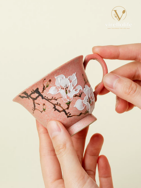 Peach Magnolia Hand-Painted Coffee Cup
