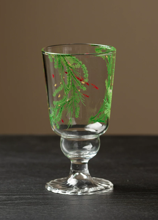 Aqua Algae Koi Reflection Stem Tea Glass