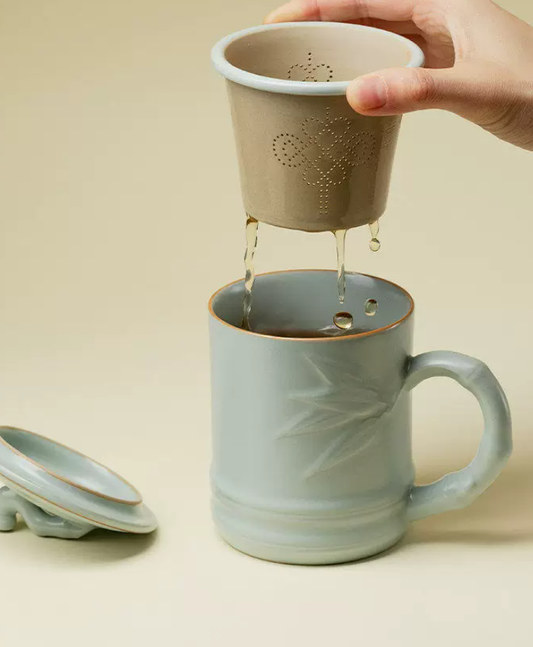 Skyglaze Ru Kiln Bamboo Form Tea Mug