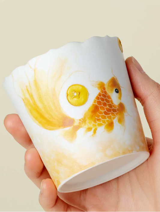 Golden Koi Ceramic Soda Cup
