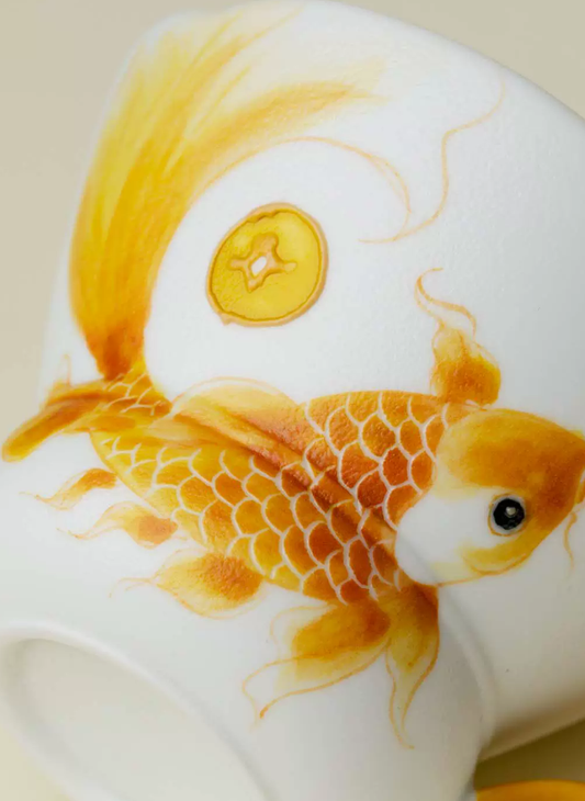 Golden Koi Artisan Handle Tea Mug